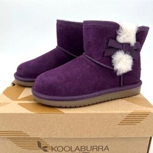 Koolaburra by UGG Girls Victoria Mini Boots Bow Shearling Fur Purple Suede